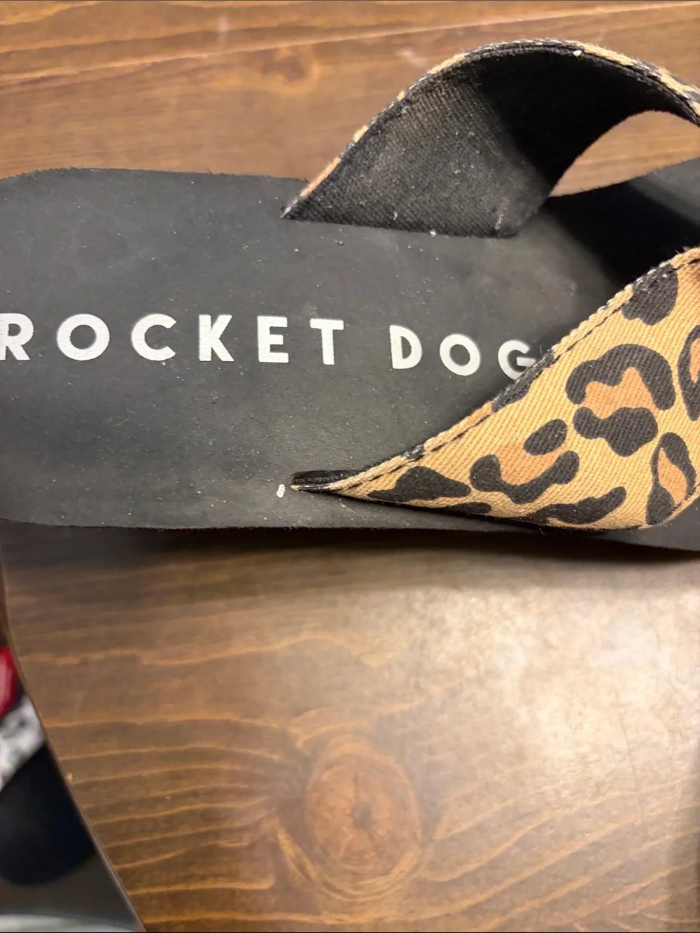 Rocket Dog Leopard Print Wedge Sandals - Black and Tan Sz. 7